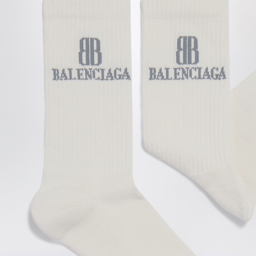 Balenciaga o1d2blof0226 Size: XL / Cotton BB Socks in White Size ONE SIZE - 2 Thumbnail