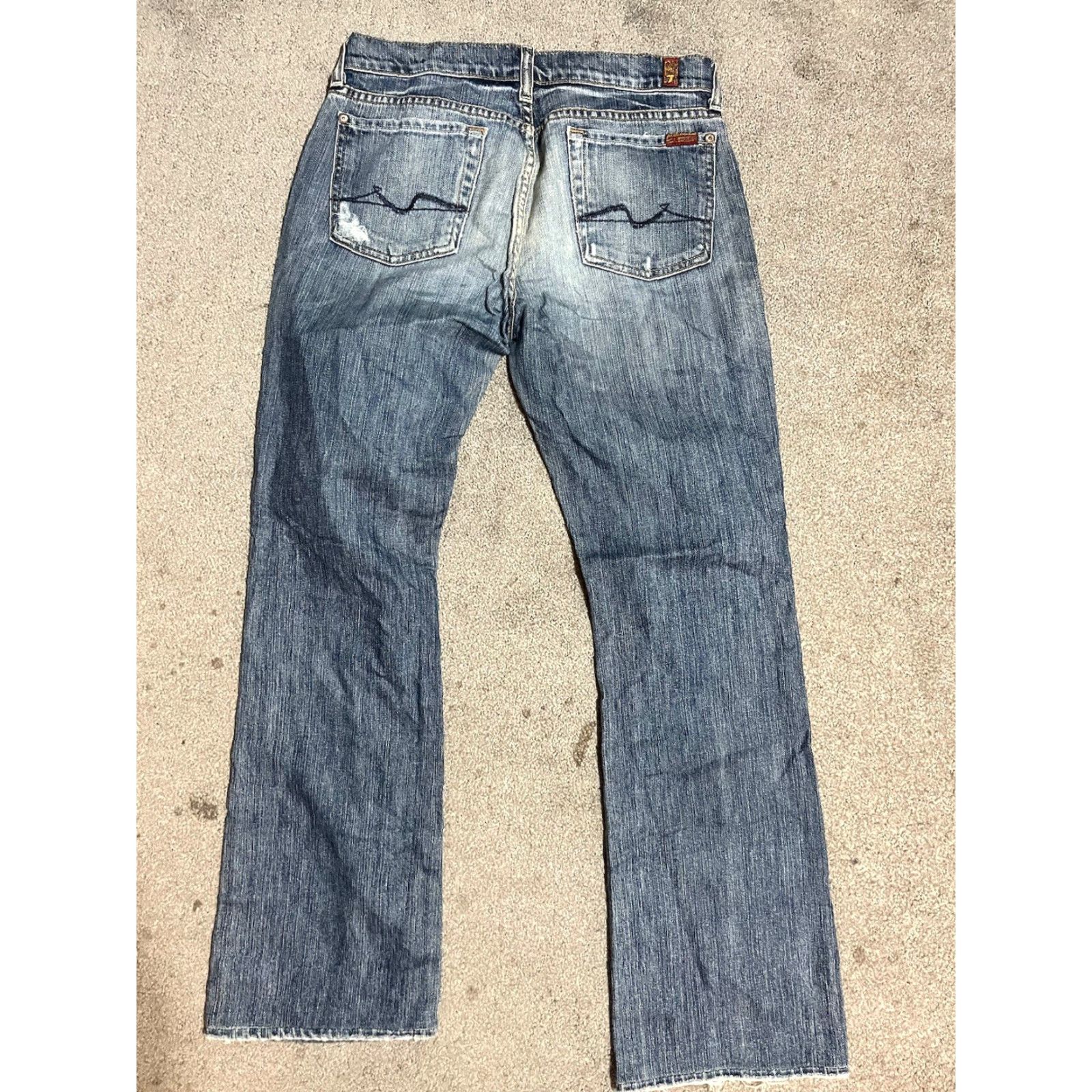 7 For All Mankind VINTAGE? (No) 7 For All Mankind Women’s Bootcut Jeans Sz 29 Blue Distressed Destro Distressed Bootcut Jeans Women 29 Blue Size 29" - 2 Thumbnail