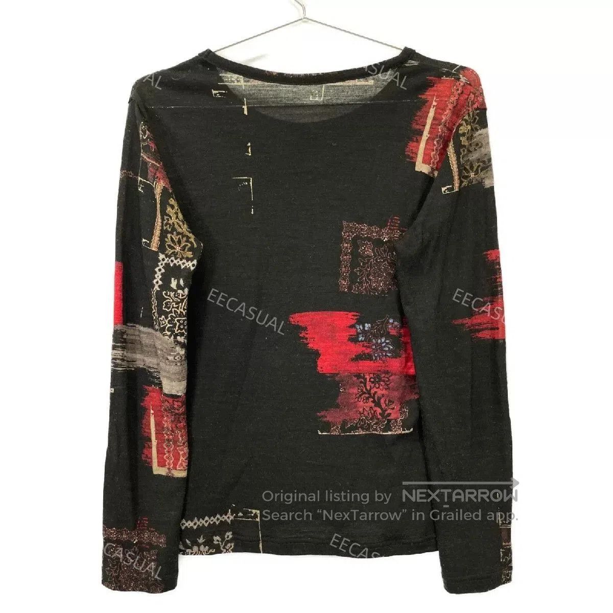 Y's Yohji Yamamoto Red Black Wool Top. Size M / US 6-8 / IT 42-44 - 3 Thumbnail
