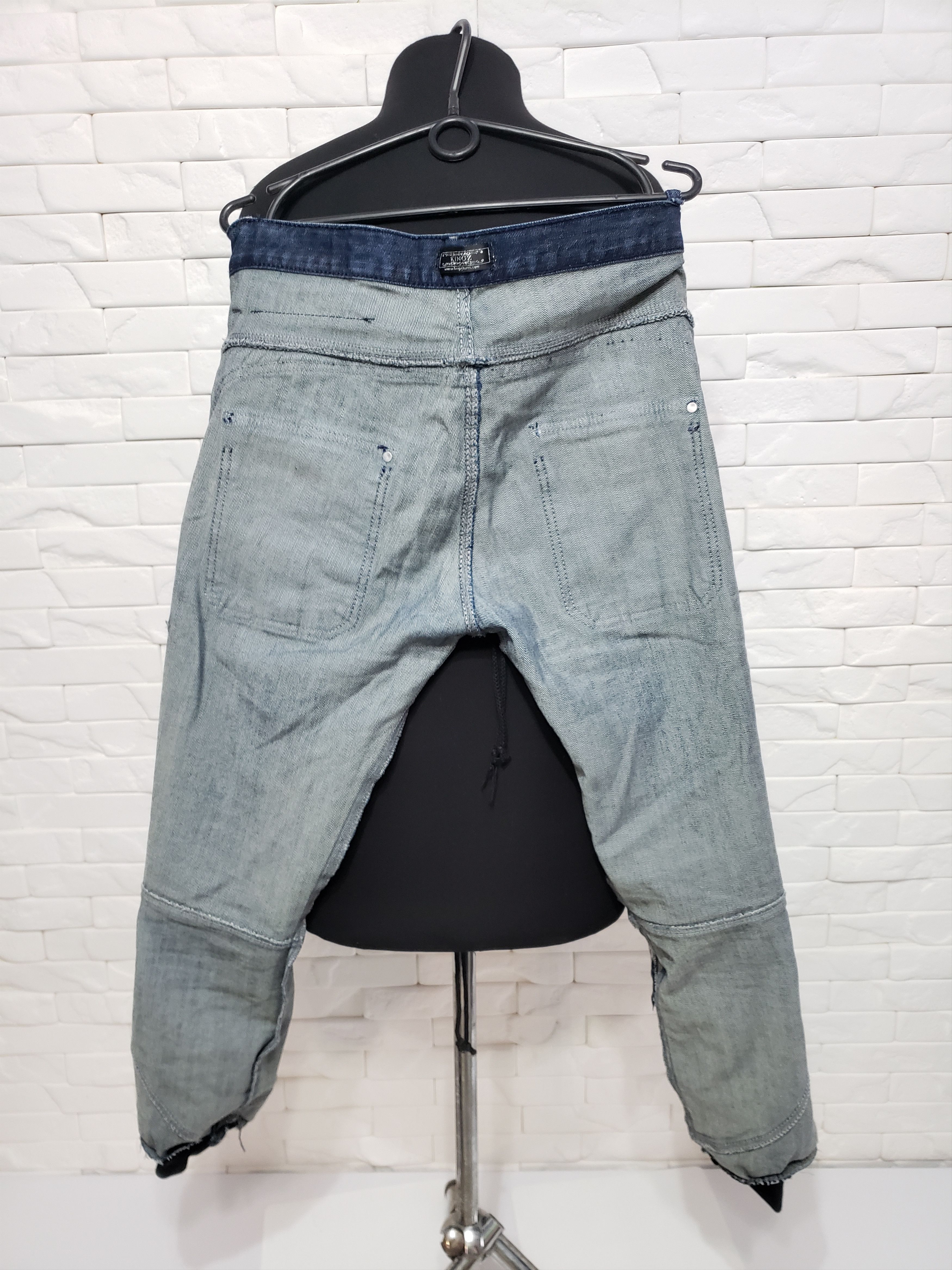Uniqlo Men's denim pants in blue, decorated with metal elements. Size US 35 - 9 Thumbnail
