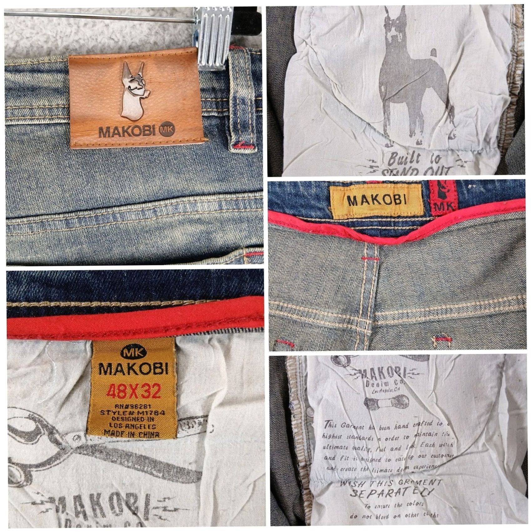Vintage Makobi Distressed Moto Jeans Bleach Splatter Patch 48x32 Blue Mens Jeans Straight 48x32 Size US 32 / EU 48 - 4 Thumbnail