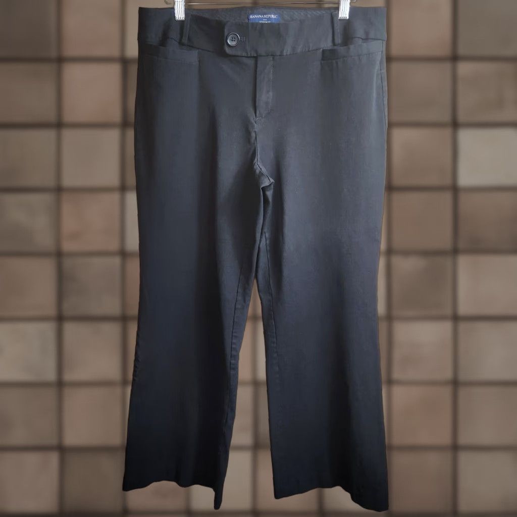 Banana Republic Banana Republic Pants Womens Black Jackson Fit Mid Rise Wide Leg-Size 14 Dress Office Pants Size 36" / US 14 / IT 50 - 1 Thumbnail