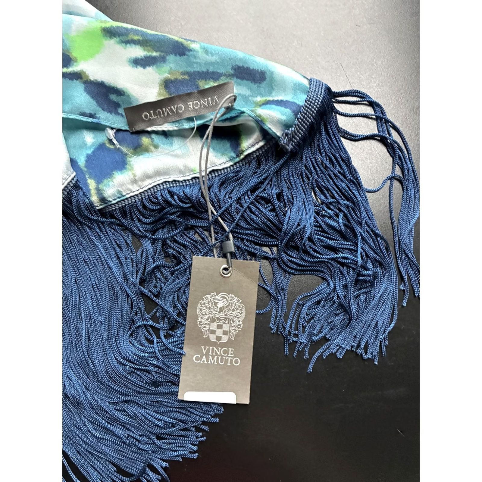 Vince Camuto Vince Camuto Scarf Womens One Size Blue Floral Chiffon Rectangle Tassel Fringe Size ONE SIZE - 2 Thumbnail