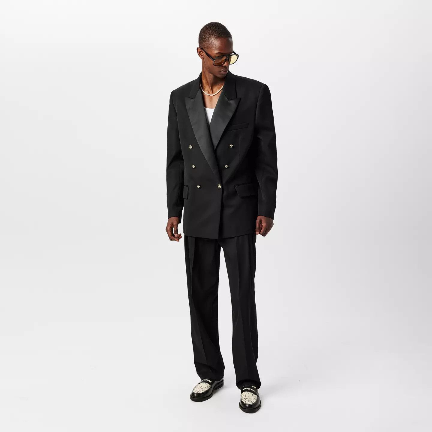 Casablanca o1g2r1mq0426 Double Breasted Evening Wool Blazer in Black Size US XL / EU 56 / 4 - 6 Thumbnail