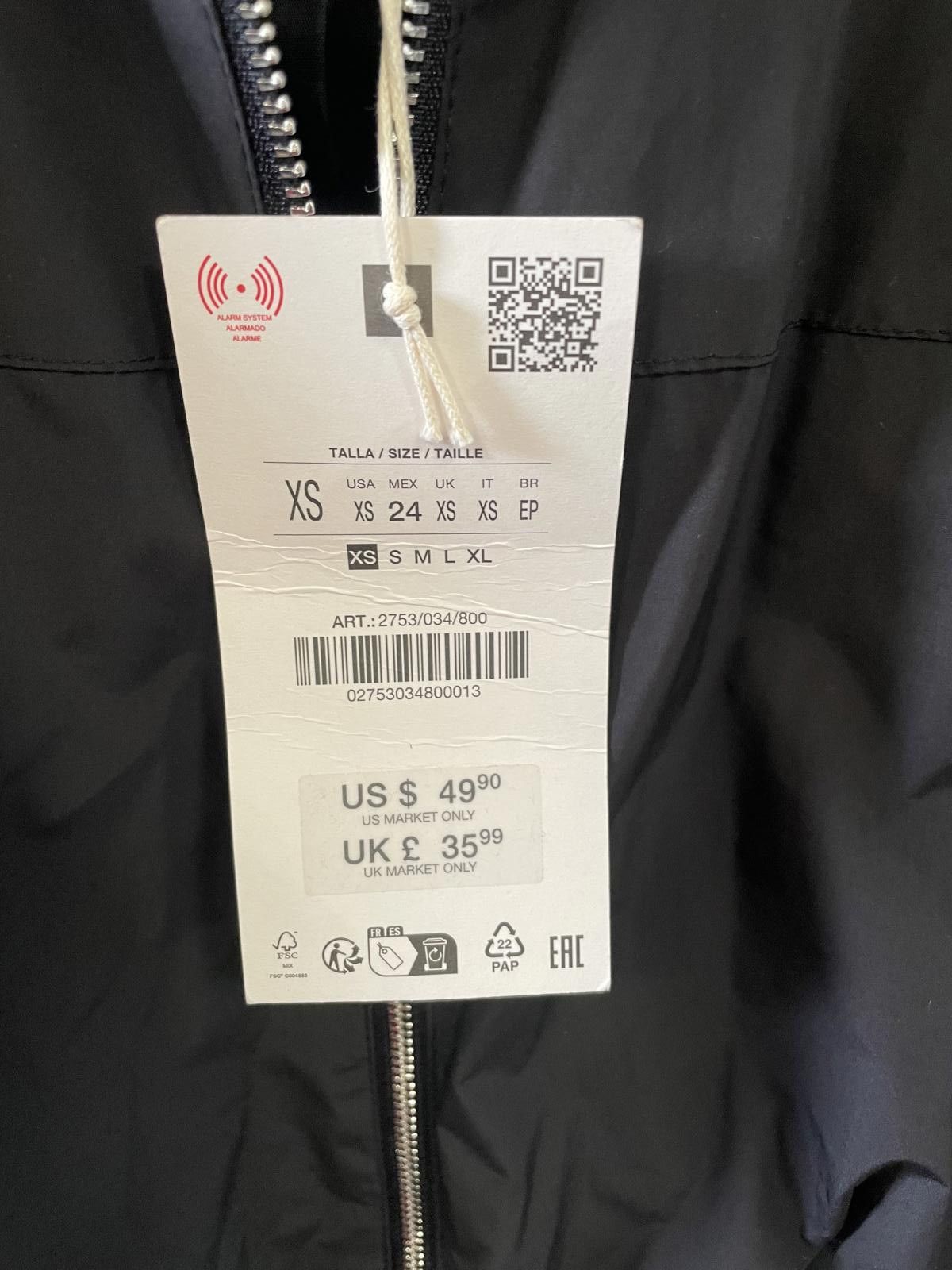Zara ZARA Black Cropped Jacket with Zipper Size XS / US 0-2 / IT 36-38 - 4 Thumbnail