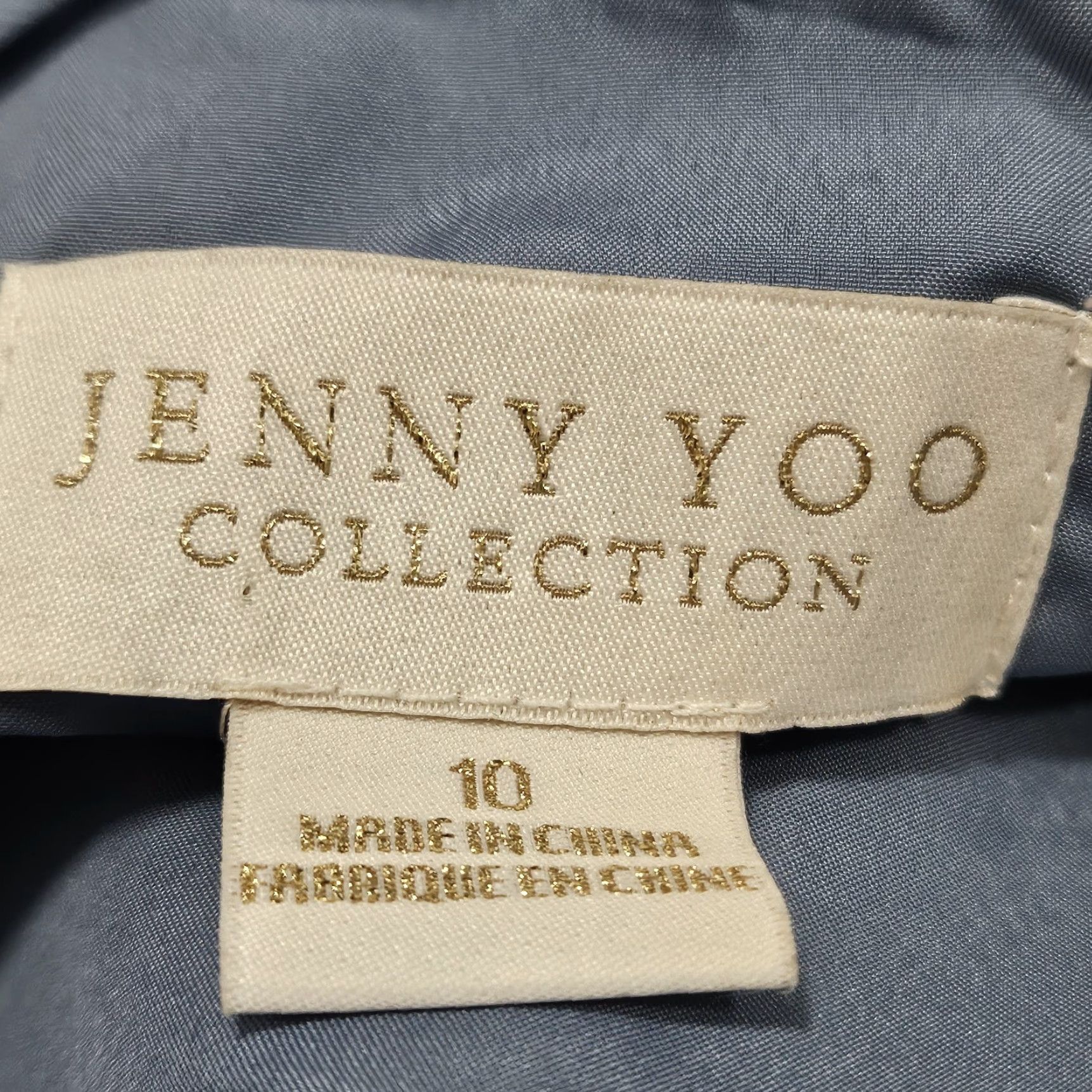 Vintage Jenny Yoo Dress Maxi Bridesmaid Blue Chiffon Open Back Strappy Side Slit 10 Size L / US 10 / IT 46 - 3 Thumbnail