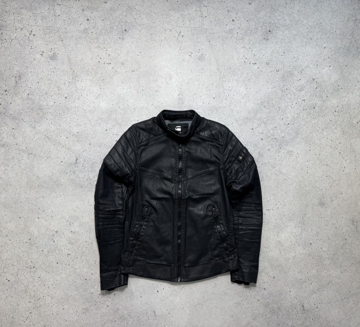 G Star Raw Leather Jacket Size M Black