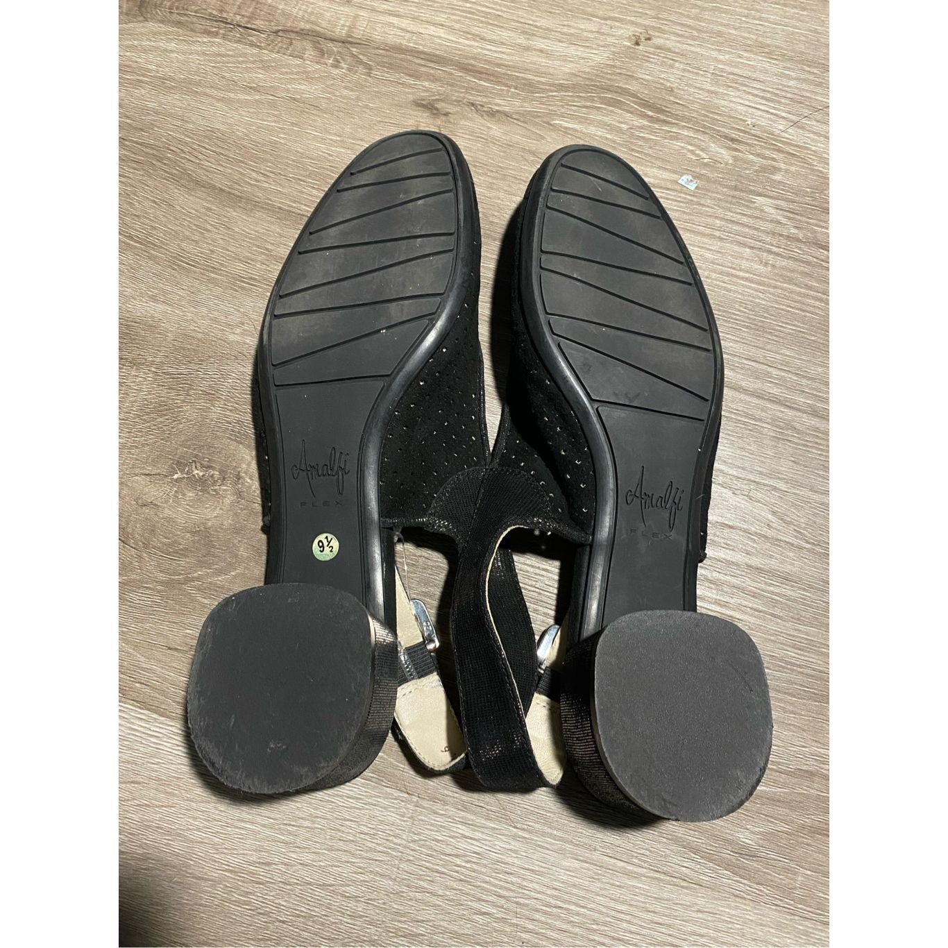 Norma Kamali Amalfi by Rangoni NWOT Black Perforated Slingback Block Heels, Size 9.5, MP $165 Size US 9.5 / IT 39.5 - 11 Thumbnail