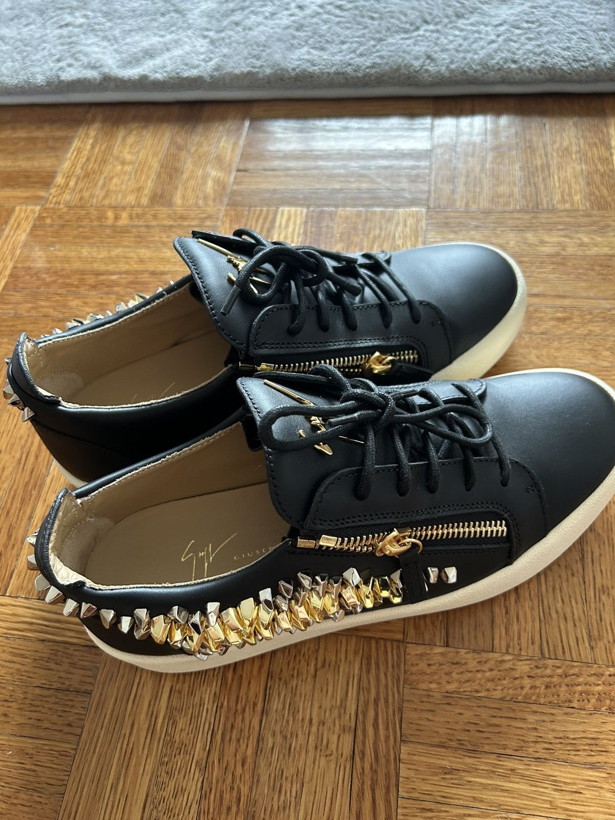 Giuseppe Zanotti Giuseppe Zanotti Men’s Black Leather Gold Zip Studded Size US 9.5 / EU 42-43 - 4 Thumbnail