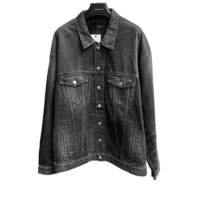 Balenciaga Balenciaga Black Gray Embroidered Denim Jacket Size US S / EU 44-46 / 1 - 1 Thumbnail