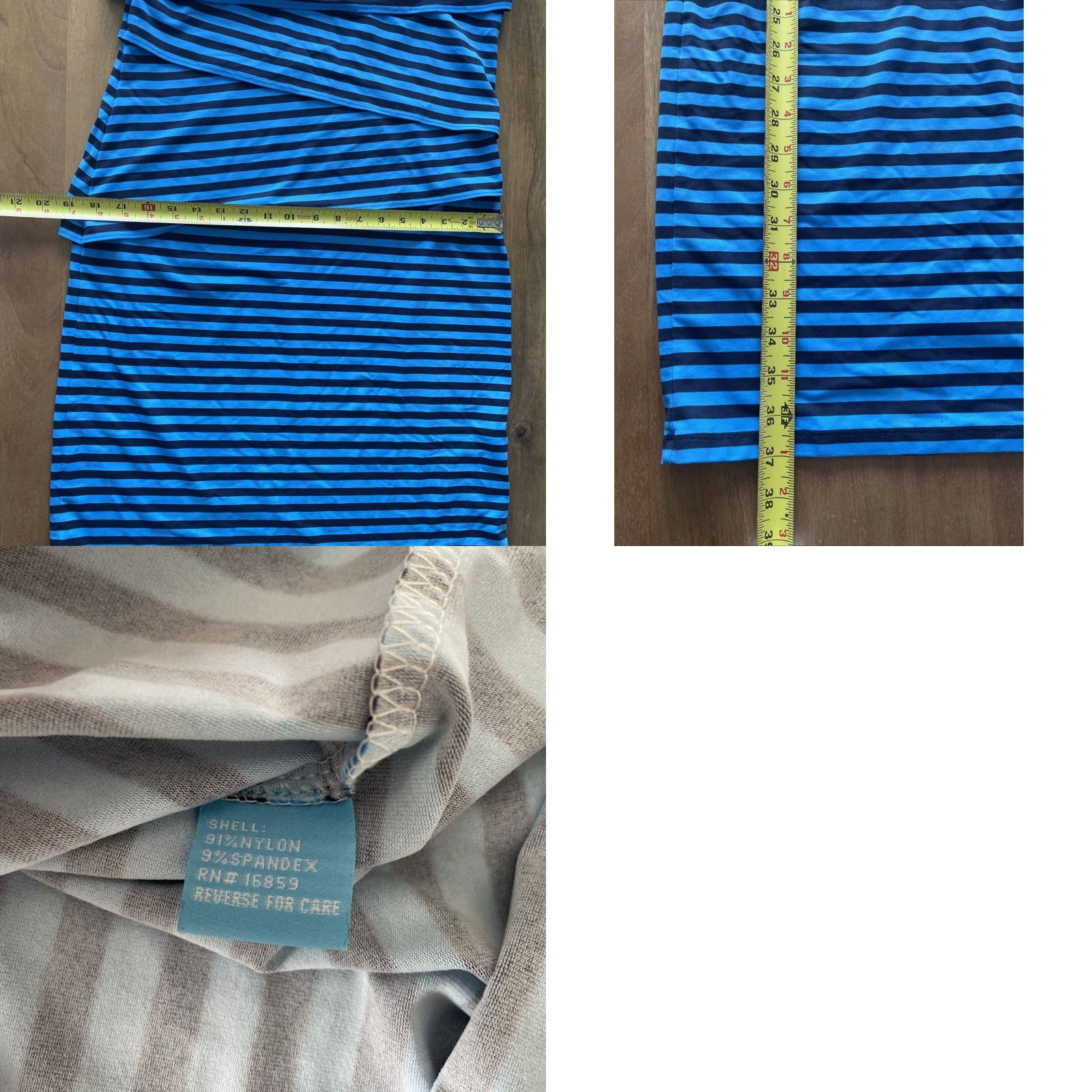 J.McLaughlin J. McLaughlin Dress Catalina Cloth Nicola Tiered Blue Striped Sleeveless L Knee Length Jersey Nylon Spandex Size L / US 10 / IT 46 - 8 Thumbnail
