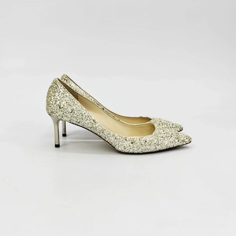 Jimmy Choo Jimmy Choo Romy 60 glittered leather pump Size US 8 / IT 38 - 3 Thumbnail