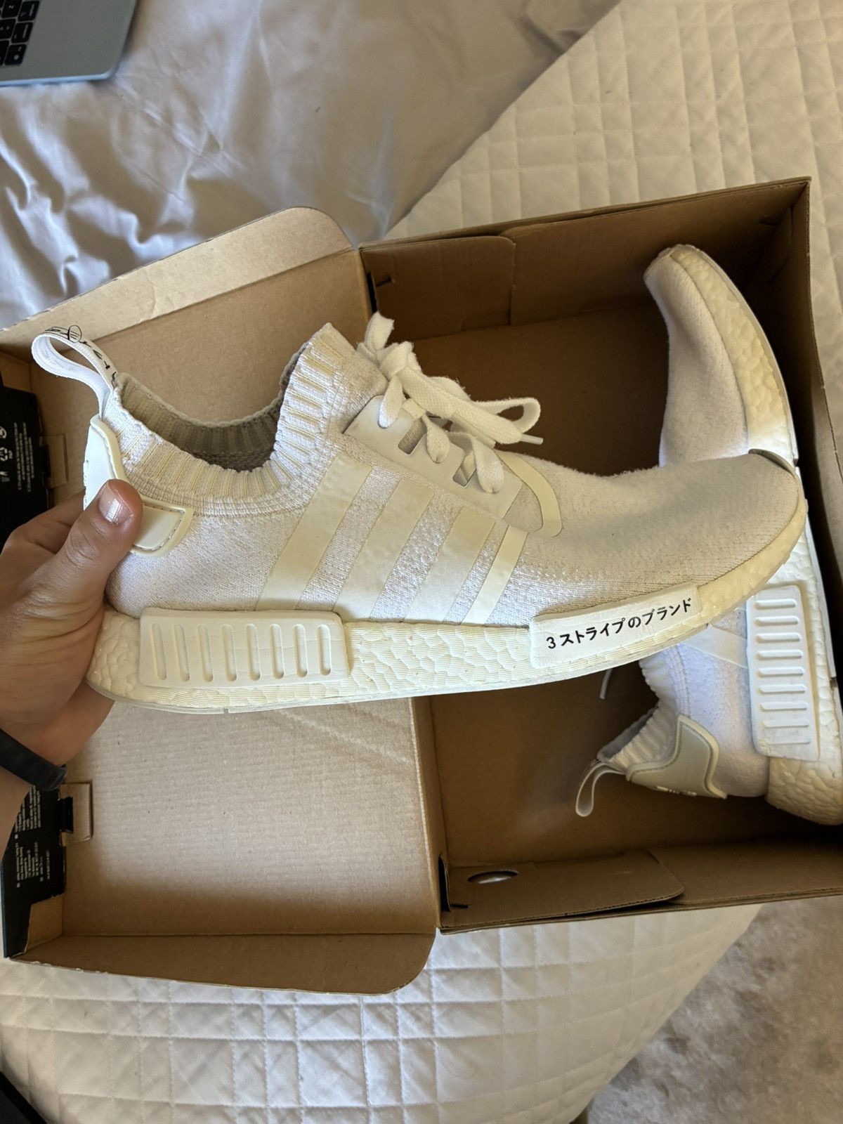 Adidas NMD R1 Triple White Size US 10.5 / EU 43-44 - 4 Thumbnail