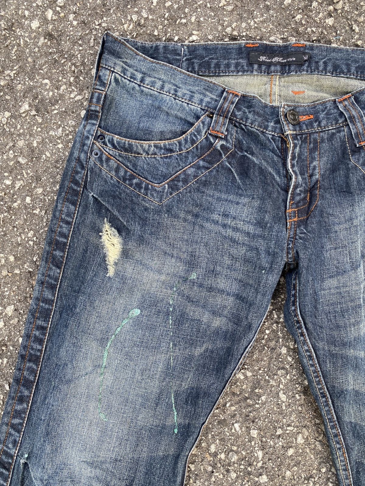 If Six Was Nine × Japanese Brand Flared Root Three Style Distressed Splatter Design Denim Size US 34 / EU 50 - 6 Thumbnail