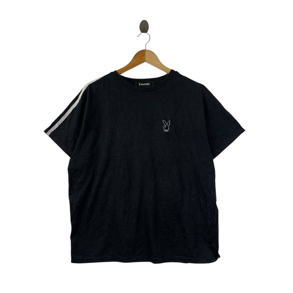 Playboy Playboy Streetwear Tee Black White Striped Shoulders Size US L / EU 52-54 / 3 - 2 Thumbnail