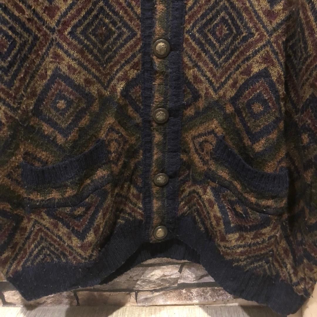 Other Vintage Italian Knit Cardigan Wool Pattern XL Boxy Size US XL / EU 56 / 4 - 5 Thumbnail