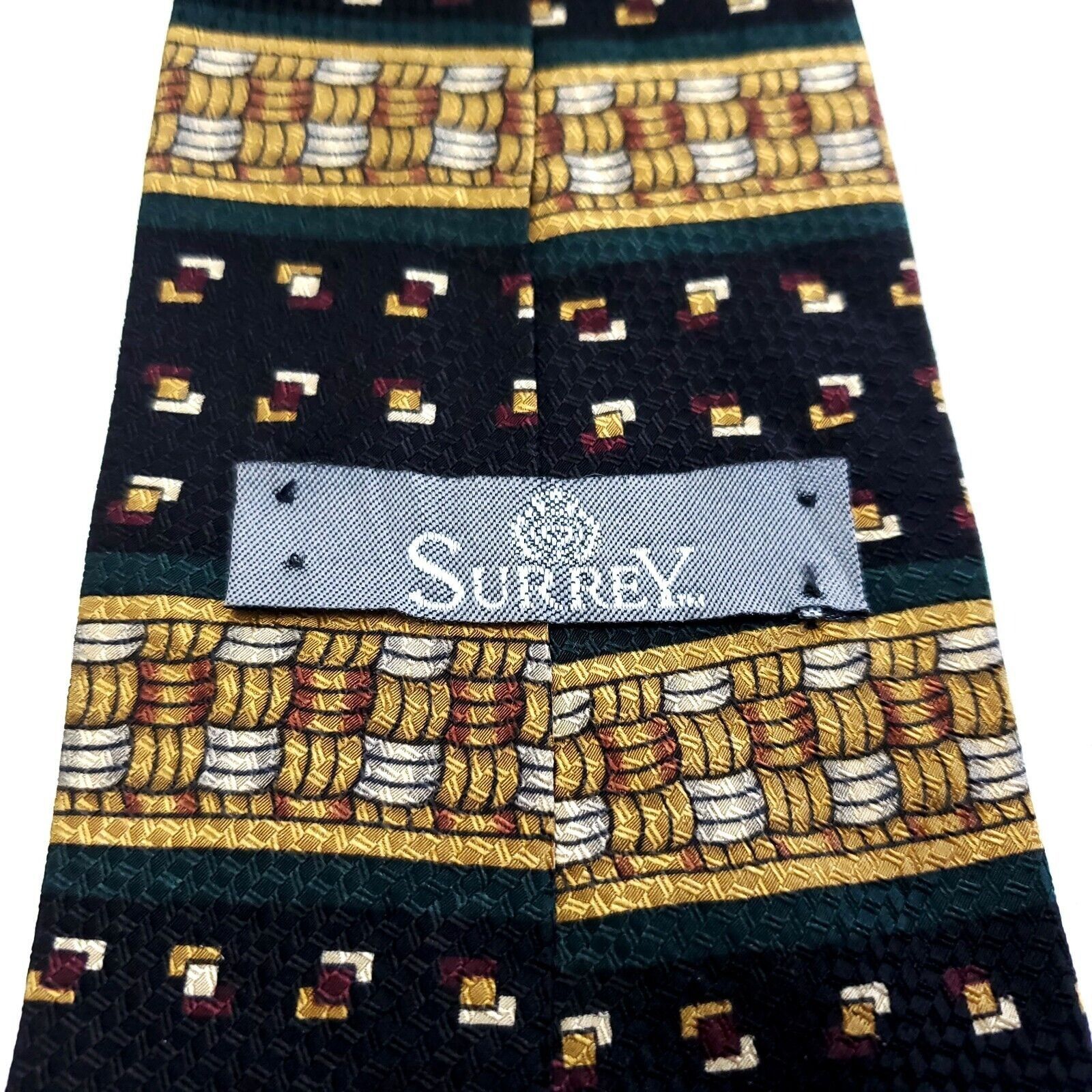 Designer Surrey Green Black Abstract Wide Silk Tie Size ONE SIZE - 3 Thumbnail