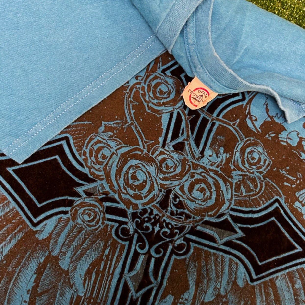 Vintage VINTAGE Destruction MMA Wings Cross Grunge Punk Hip Hop VTG Shirt Mens 2XL Blue Shirt Mens XXL Size US XXL / EU 58 / 5 - 2 Thumbnail