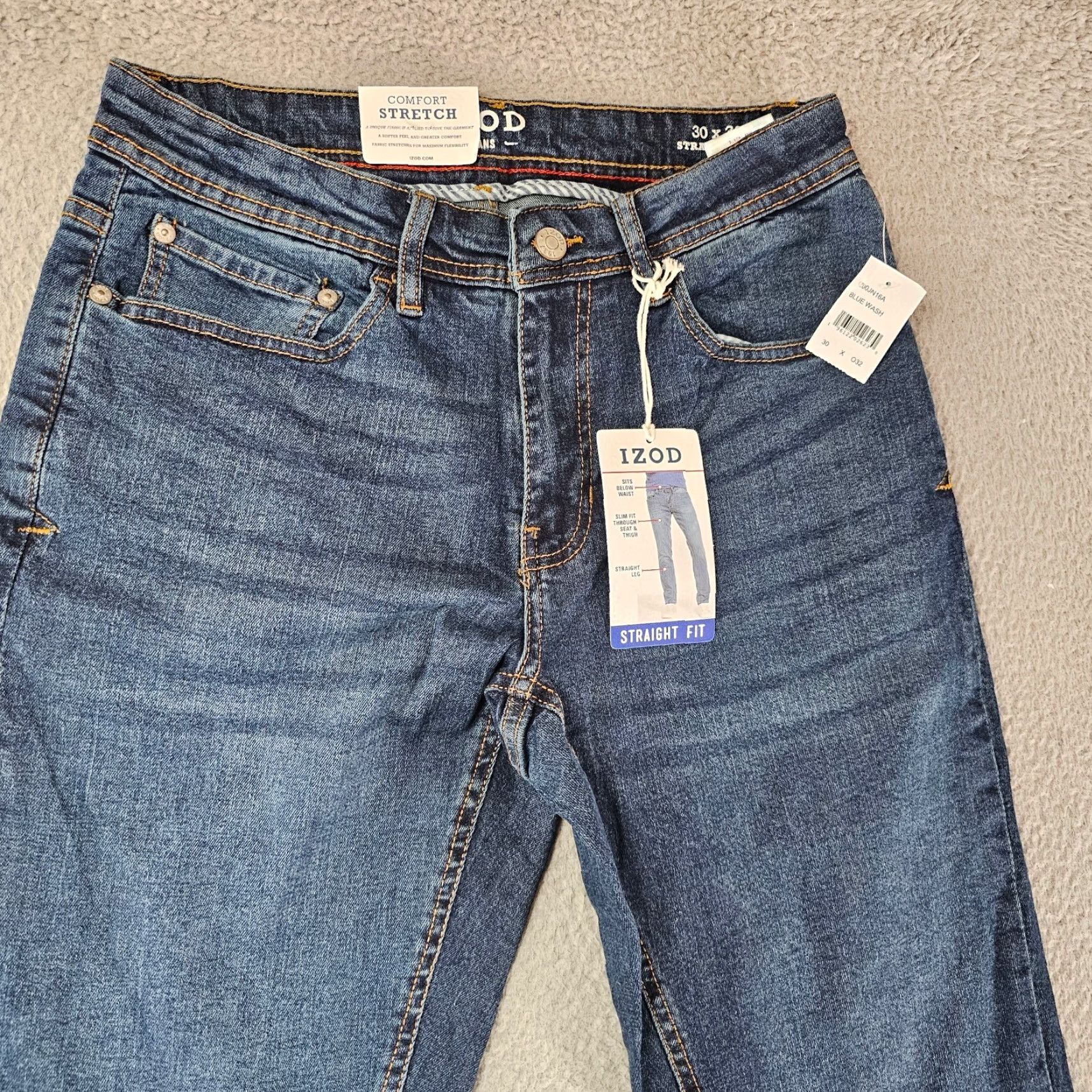 Izod IZOD Men’s Jeans 30x32 Blue Straight Fit Comfort Stretch Denim Cotton Pant Jeans Size US 30 / EU 46 - 2 Thumbnail