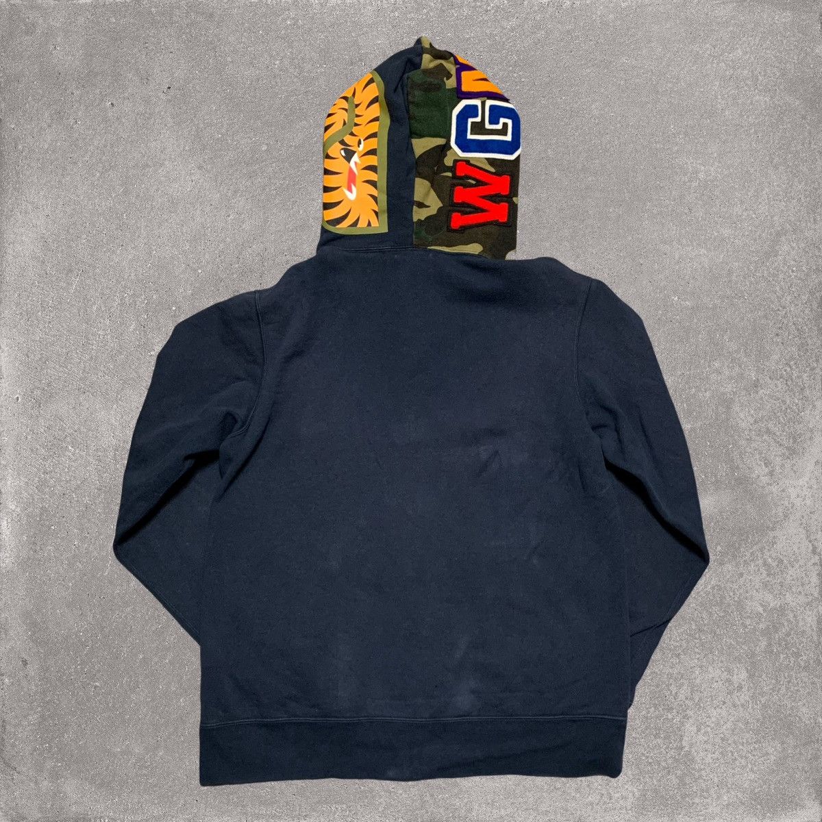 Bape Bape XL Shark Navy Blue Full Zip Camo Hoodie Vintage Grailed