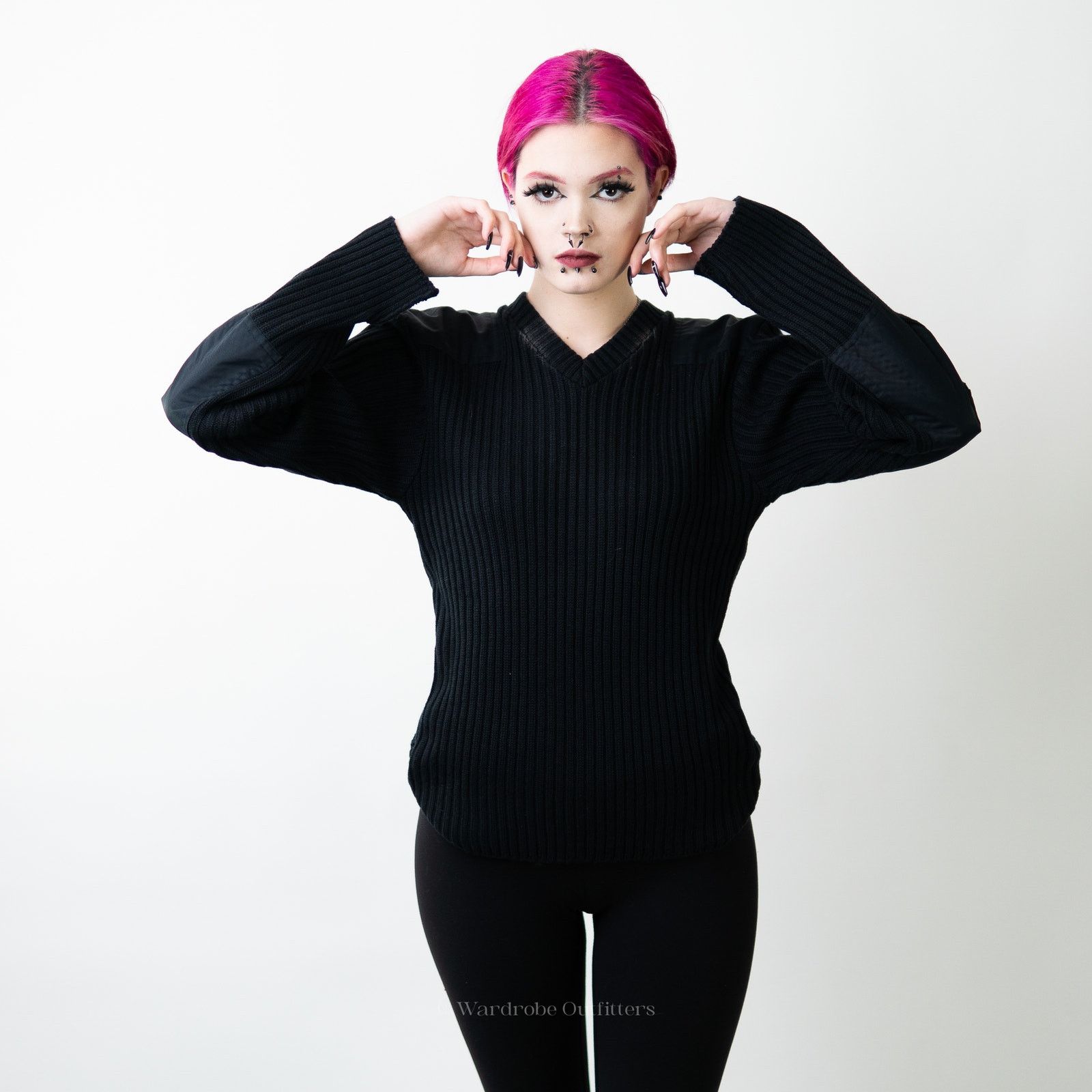 Designer Blauer THICK V-Neck Classic Ribbed Knit Sweater - S Size S / US 4 / IT 40 - 2 Thumbnail