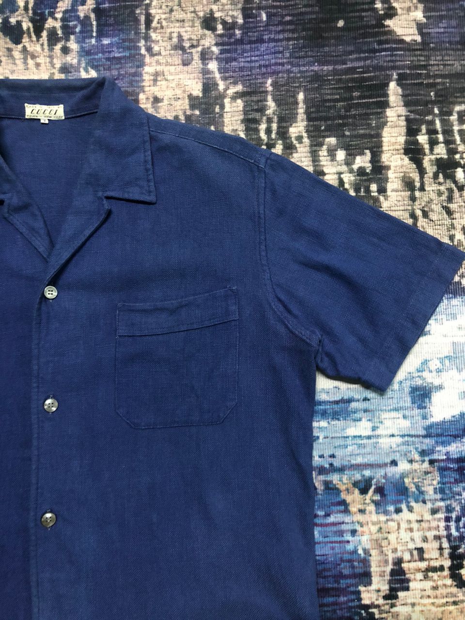 Gucci Vintage 50s/60s Gucci Indigo Casual Shirts Short Sleeve Size US L / EU 52-54 / 3 - 6 Thumbnail