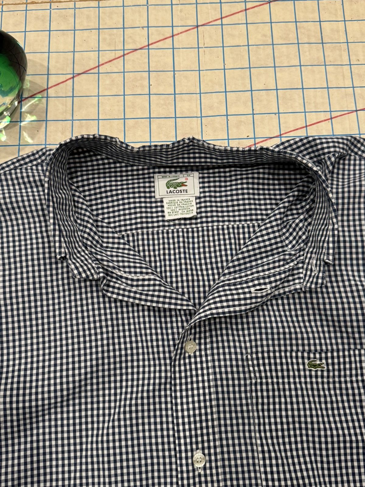 Lacoste Lacoste Gingham Pattern Button Up Shirt Made In France 44 Size US XL / EU 56 / 4 - 6 Thumbnail