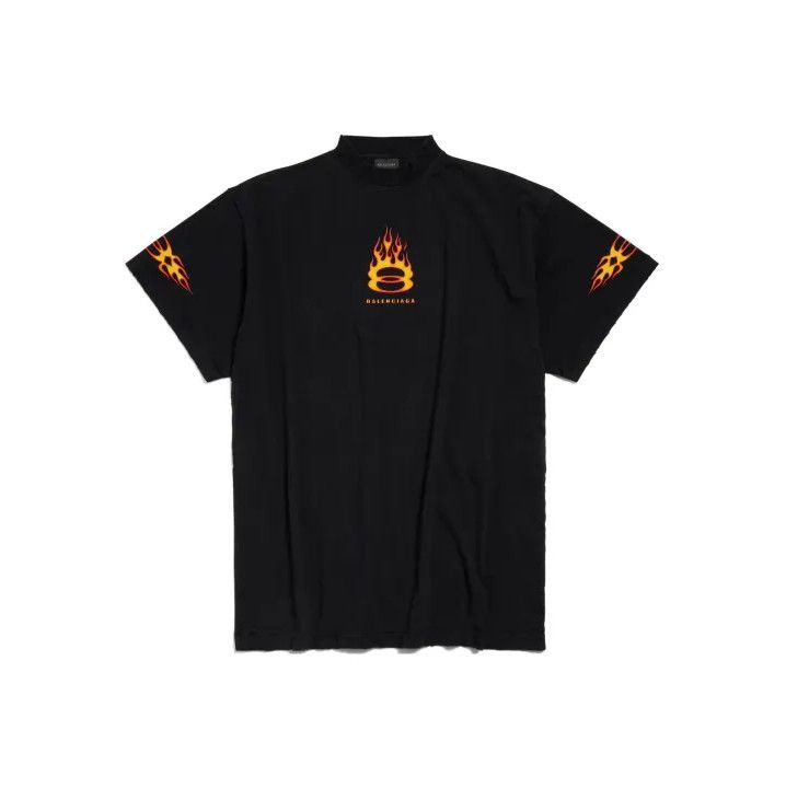 Balenciaga Balenciaga Flame Logo Casual Black T-Shirt Size US M / EU 48-50 / 2 - 1 Thumbnail