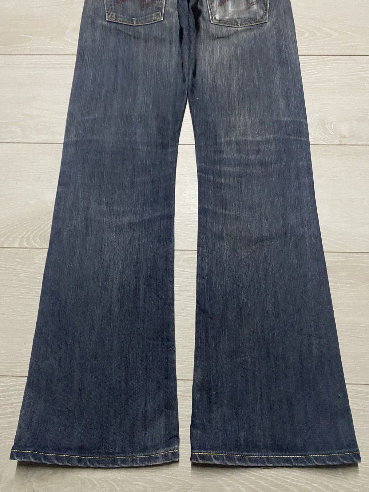 If Six Was Nine Vintage Edwin 503 Blue Trip Flare Bootcut Jeans Size US 30 / EU 46 - 6 Thumbnail