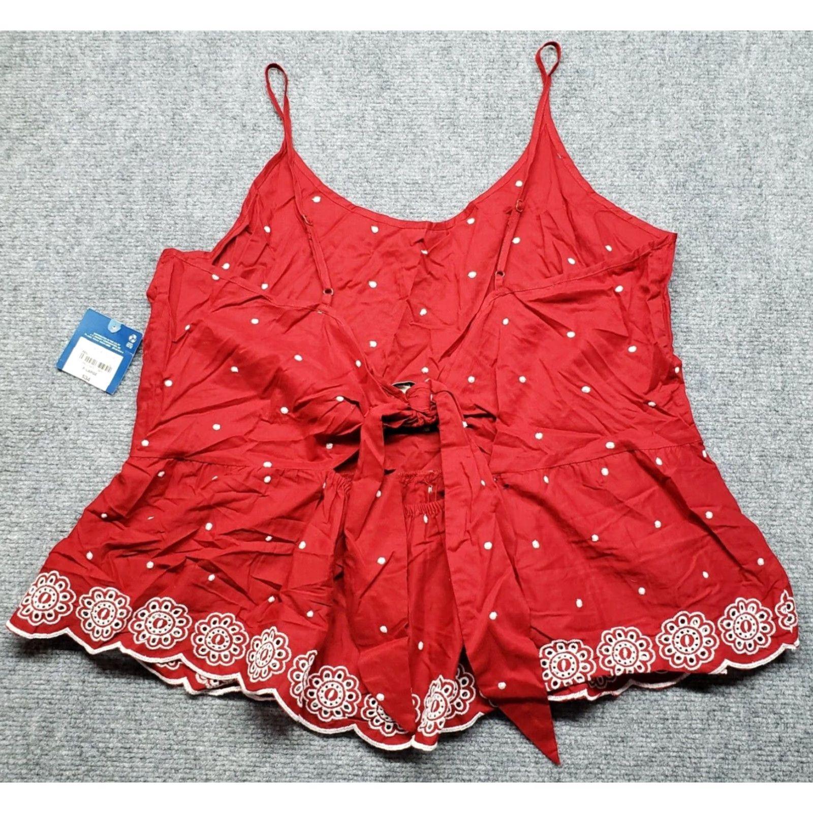 Vintage Arizona Jean Co Tank Womens XL Red Floral White Polka Dot Cotton Sleeveless New Size 40" / US 18 - 2 Thumbnail