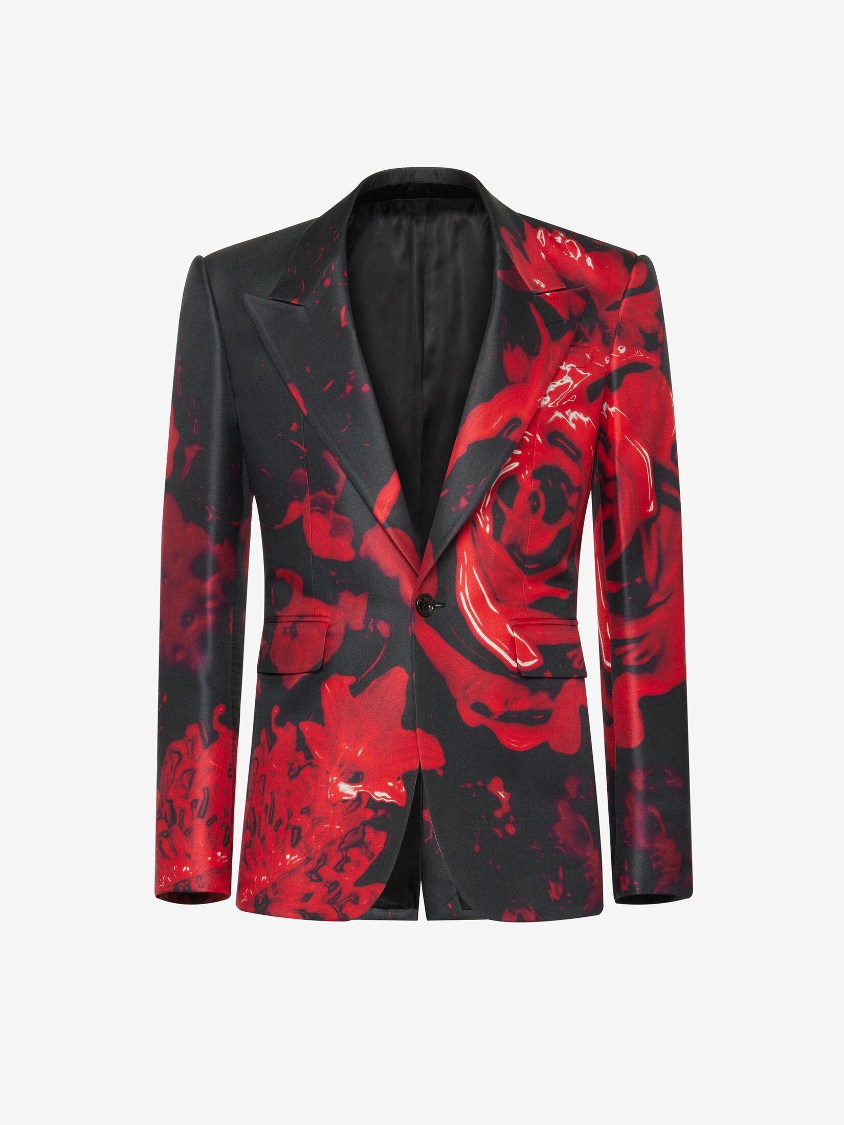 Alexander McQueen o1w1db10725 Wax Flower Single-Breasted Jacket in Black/Red Size US M / EU 48-50 / 2 - 1 Thumbnail