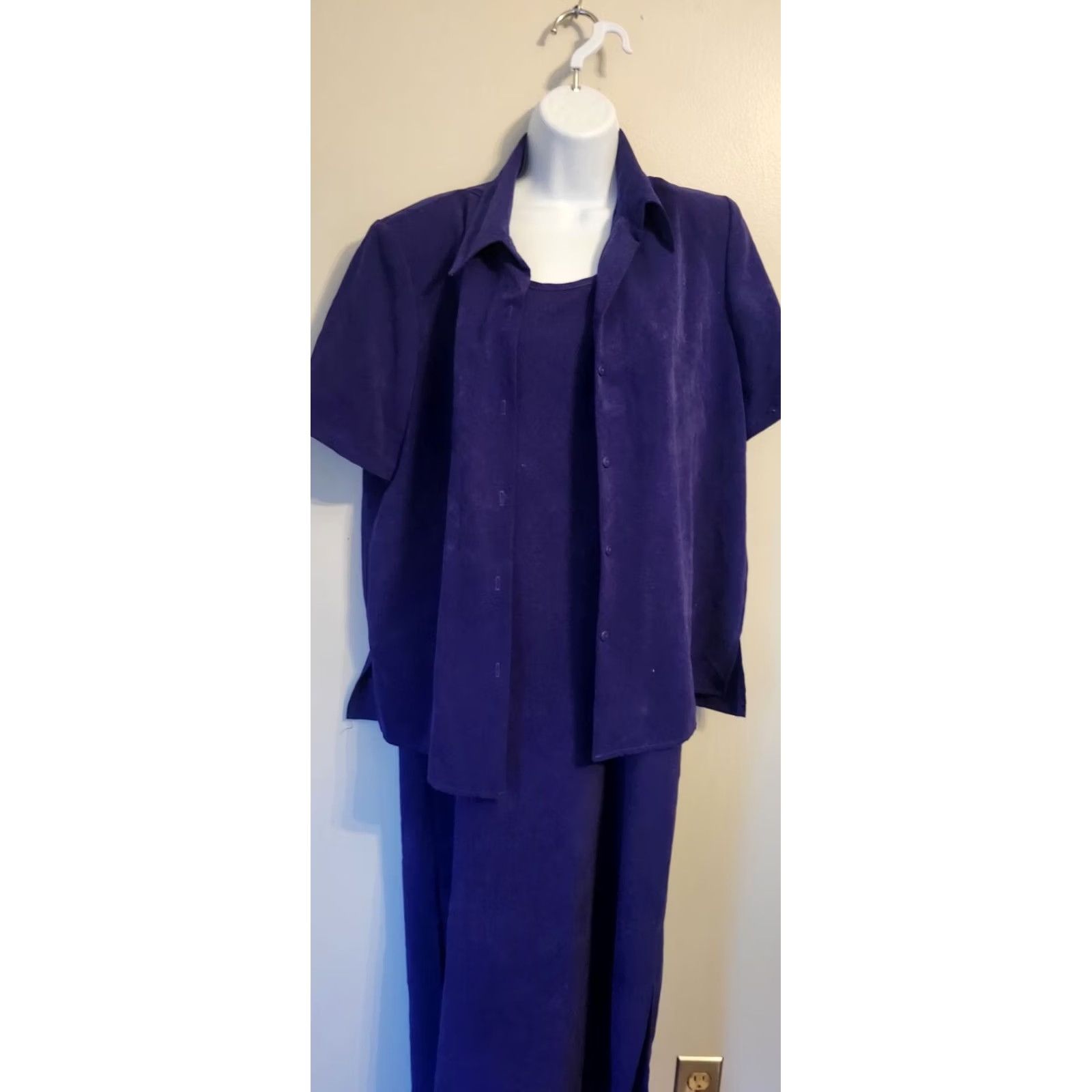 Vintage VINTAGE UNITS Maxi Dress Purple Velvet Button Up Top M L 80s Size M / US 6-8 / IT 42-44 - 2 Thumbnail