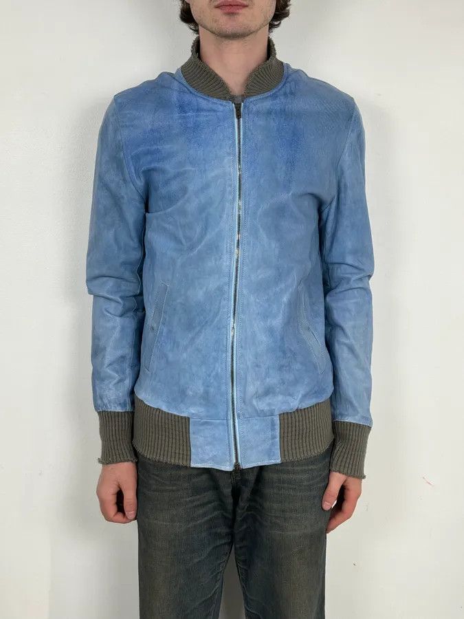 Giorgio Brato Giorgio Brato Baby Blue Faded Leather Jacket Size US M / EU 48-50 / 2 - 1 Thumbnail