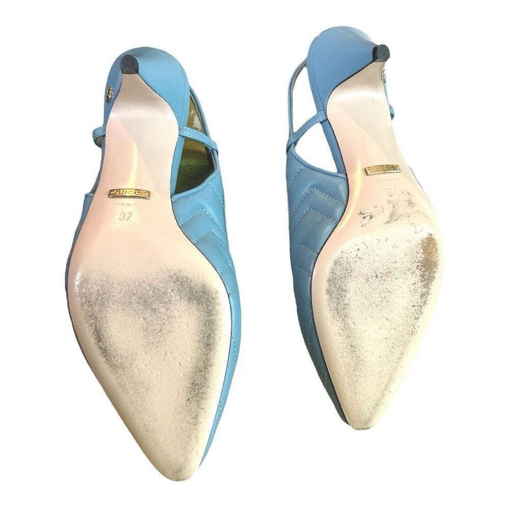 Gucci Gucci Charlotte Nappa Slingback Heels Light Blue GG Logo EU Size US 7 / IT 37 - 14 Thumbnail