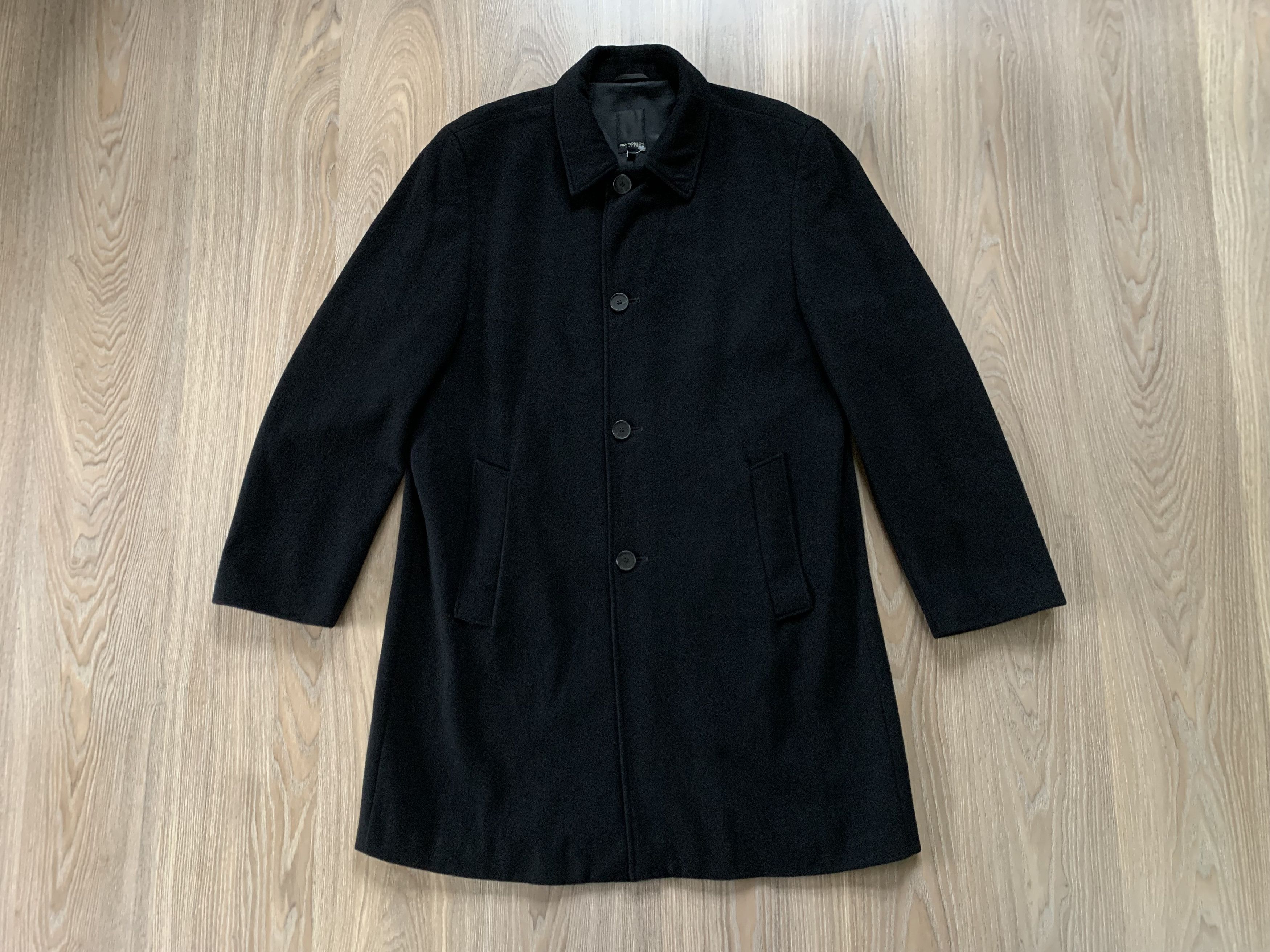 Designer × Vintage Roy Robson Wool Black Heavy Coat Size US L / EU 52-54 / 3 - 2 Thumbnail
