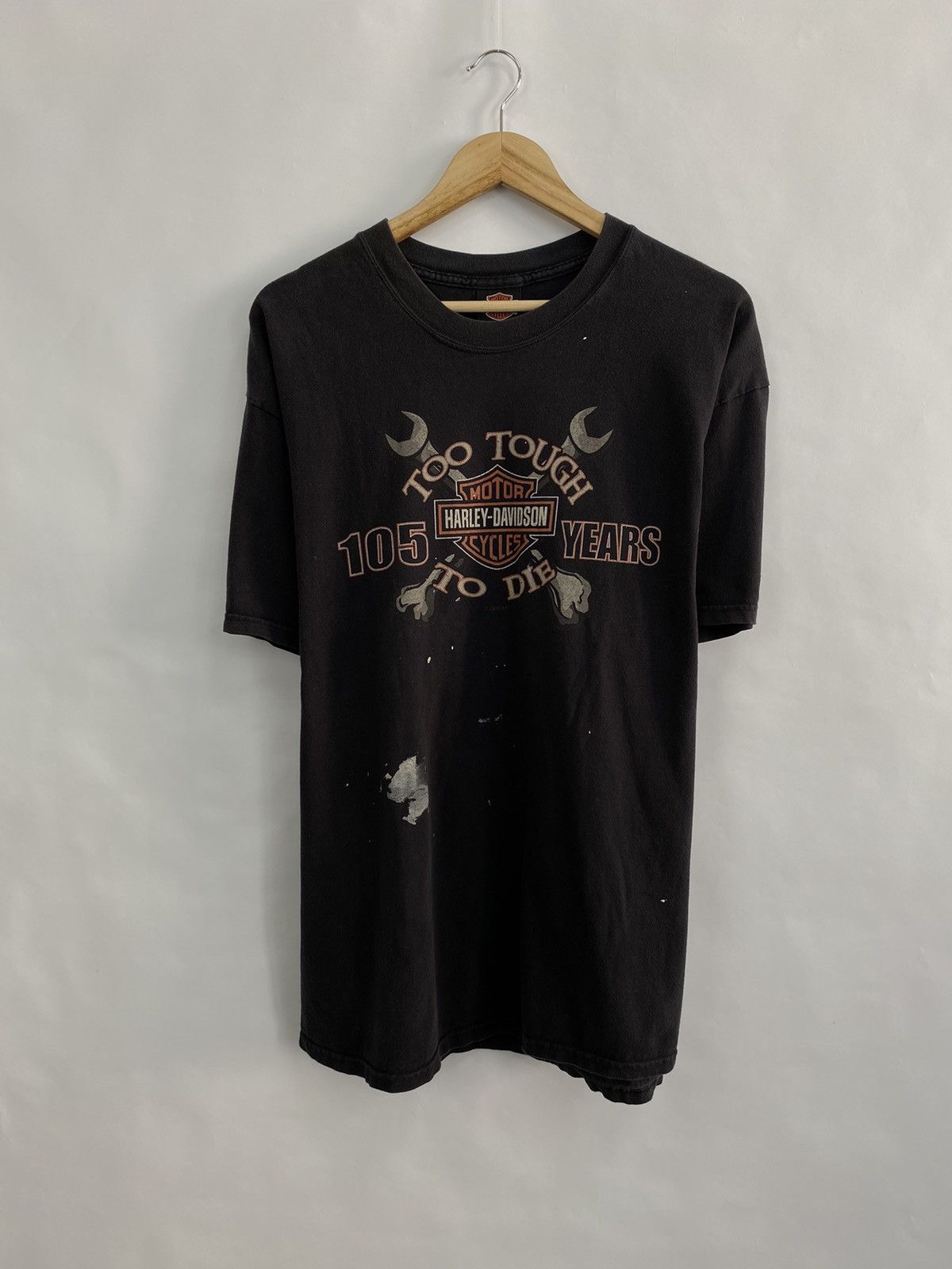 Harley Davidson 🇺🇸 Vintage 90s Harley Davidson Faded 105 Years Choppers Tee Size US XL / EU 56 / 4 - 2 Thumbnail