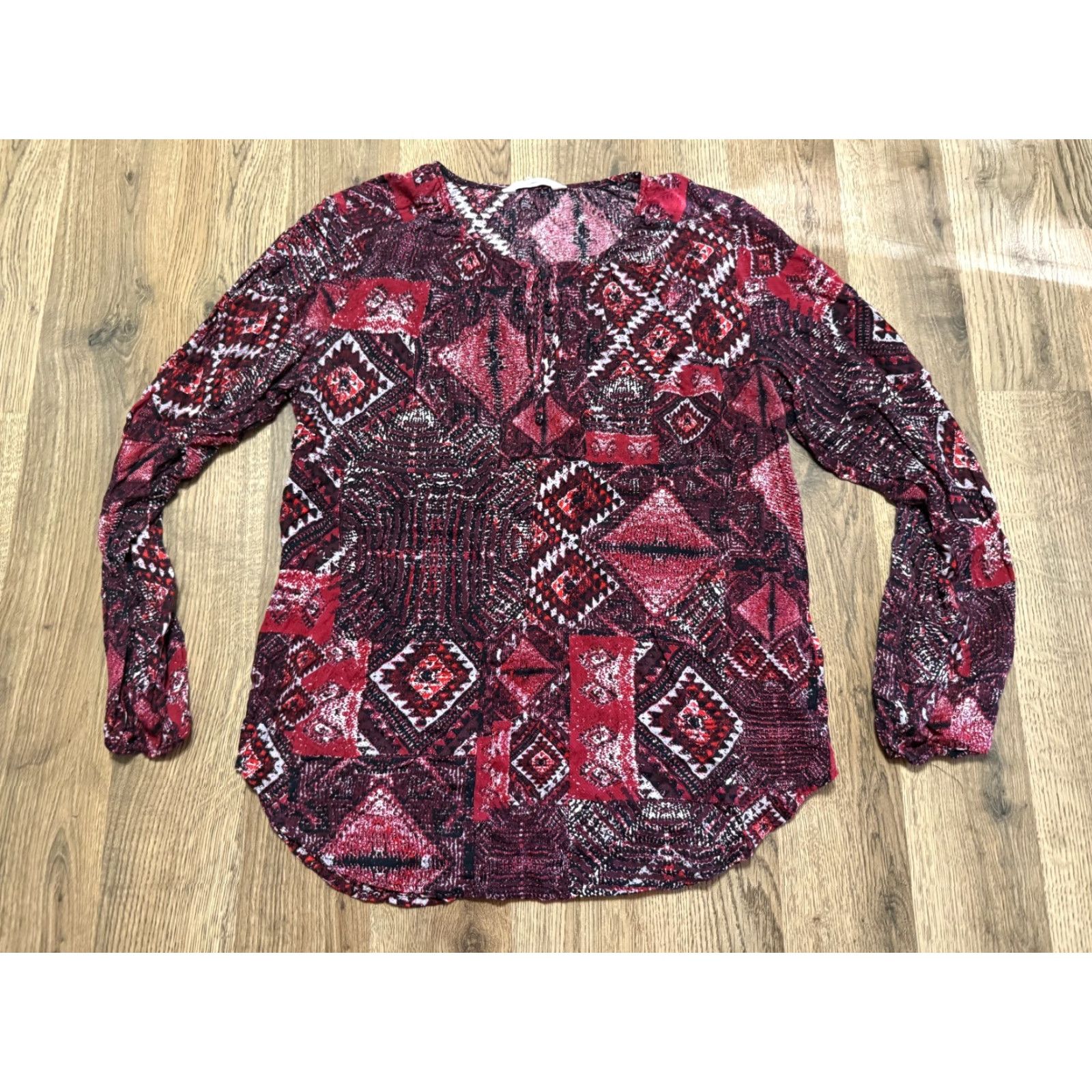 BB Dakota BB Dakota Shirt Womens Size Small Red Purple Black Long Sleeve Allover Print Size S / US 4 / IT 40 - 2 Thumbnail
