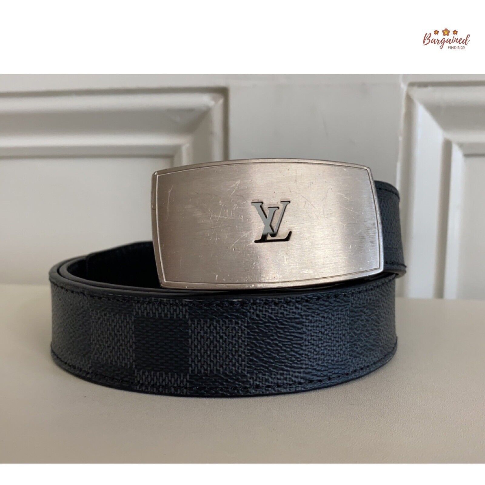 Louis Vuitton Black Damier Graphite Suntulle CUT Buckle Belt