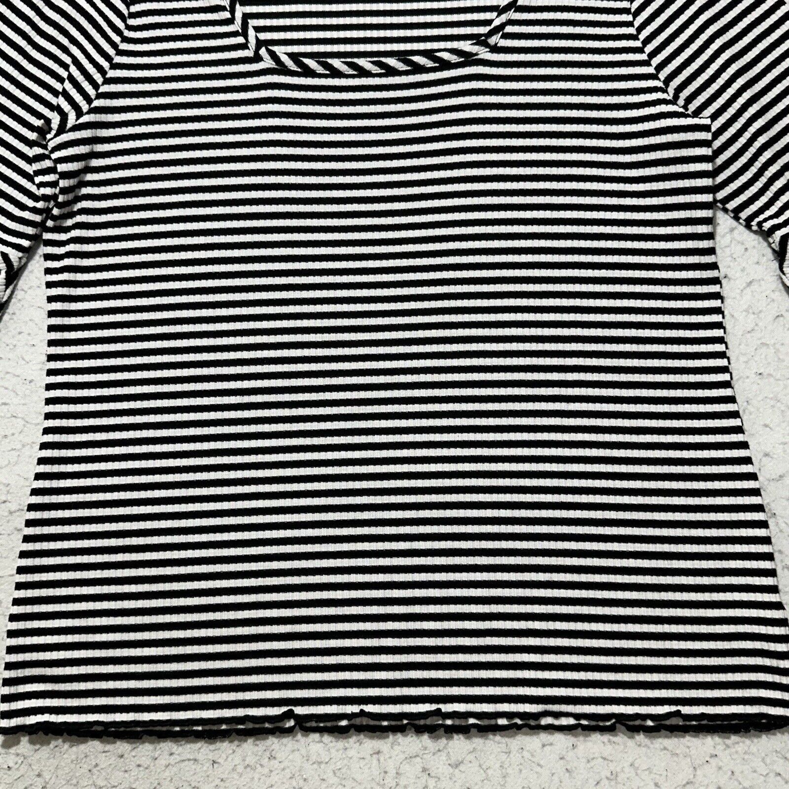 Other a.n.a. XL Square Neck Stretch T Shirt Top Black White Stripe Size XL / US 12-14 / IT 48-50 - 7 Thumbnail