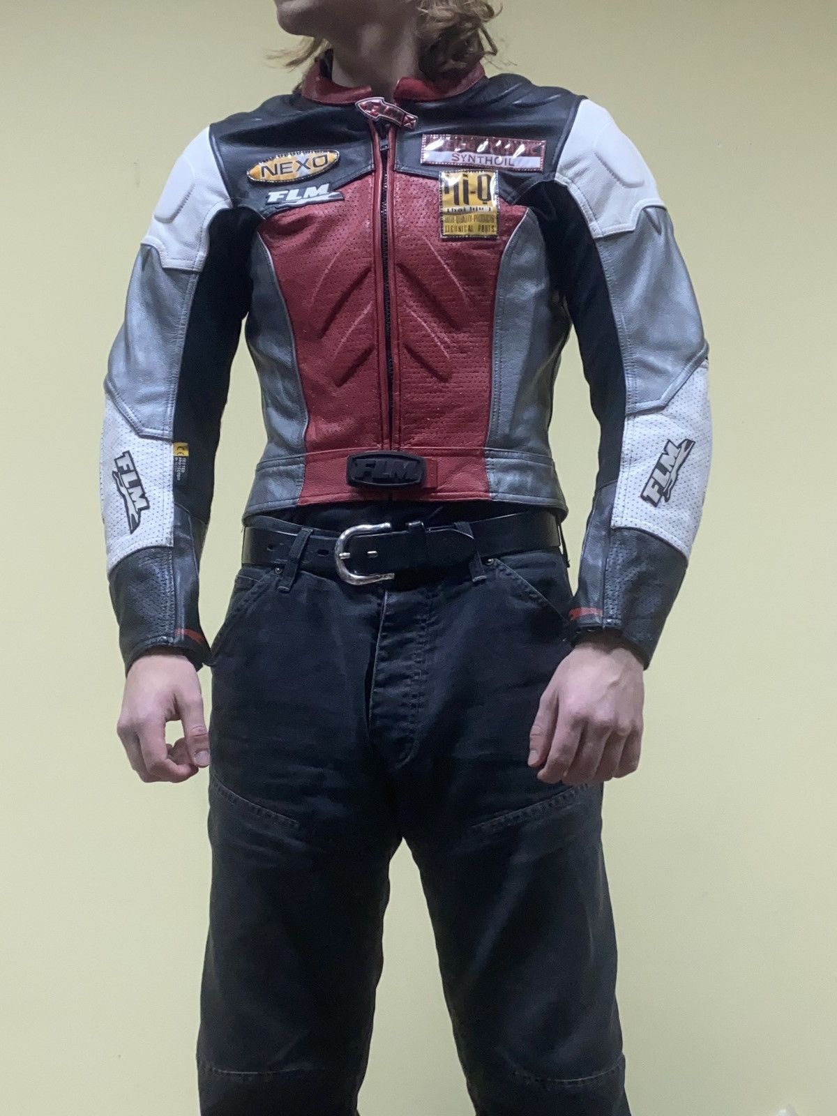 Vintage FLM MOTO with protection leather racing jacket Size US S / EU 44-46 / 1 - 3 Thumbnail
