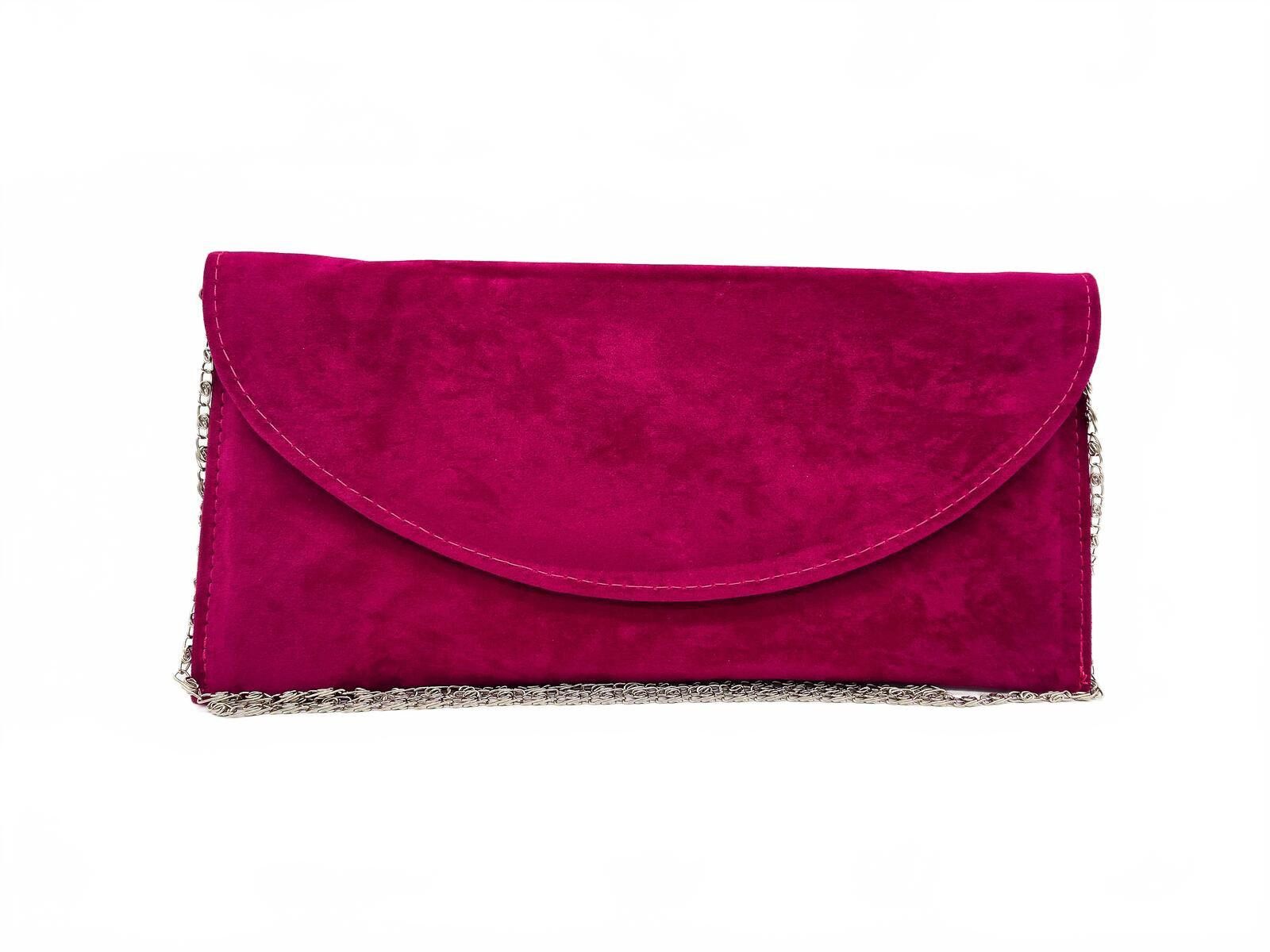 The Unbranded Brand Elegant Burgundy Suede Clutch Bag with Silver Chain Size ONE SIZE - 3 Thumbnail