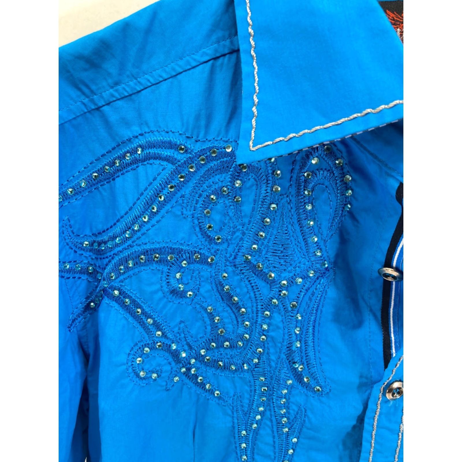 House of CB House of Lords Shirt Western Button Up Mens L Blue Embroidered Embellished Size US L / EU 52-54 / 3 - 7 Thumbnail