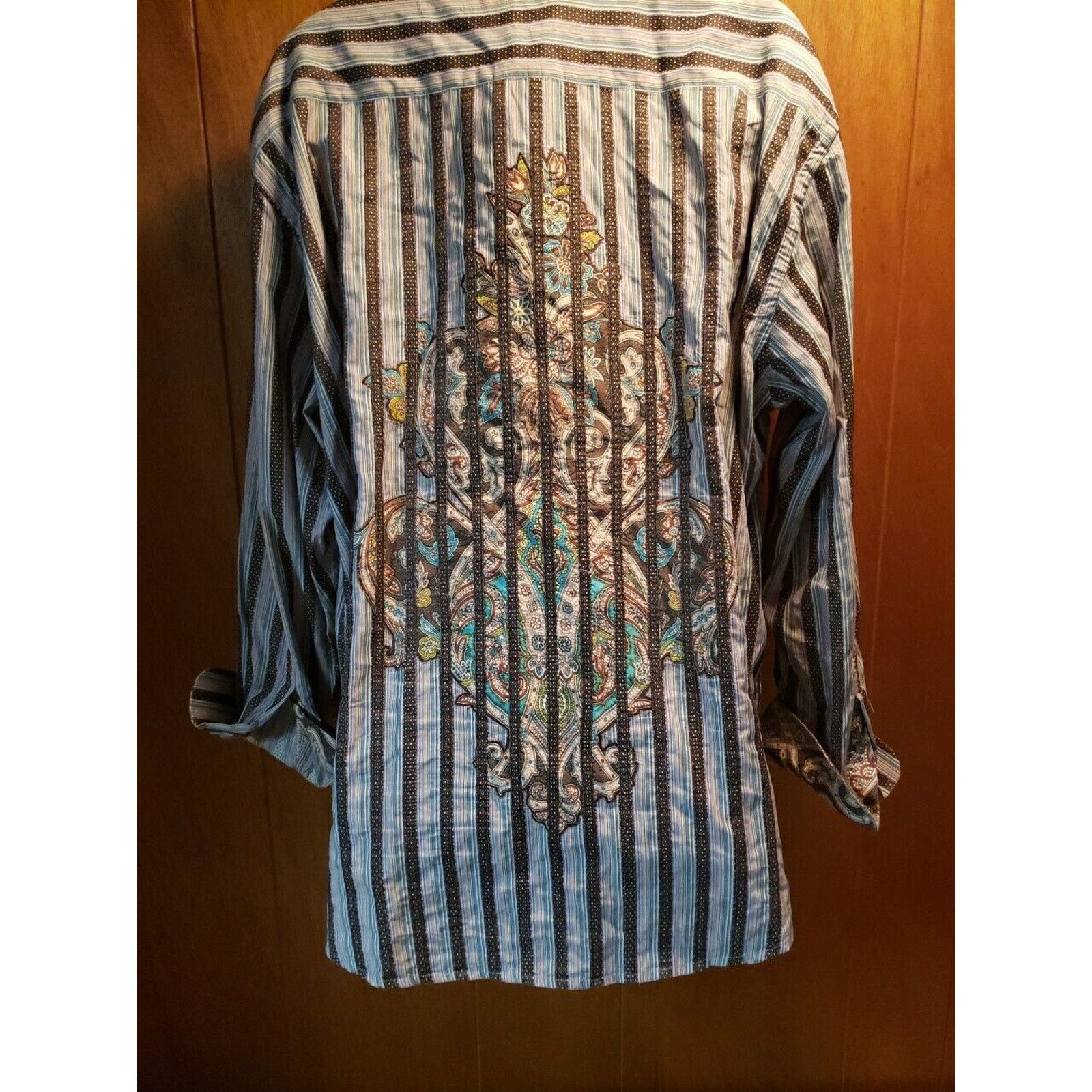 Robert Graham Robert Graham Men’s Shirt 3XL Stripe Dot Check Paisley Size US XXL / EU 58 / 5 - 8 Thumbnail