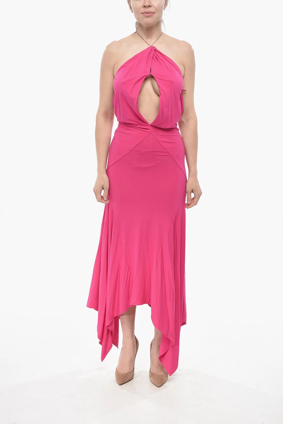 The Attico og1mm0426 Jersey Halter Neck Dress in Pink Size XS / US 0-2 / IT 36-38 - 1 Thumbnail