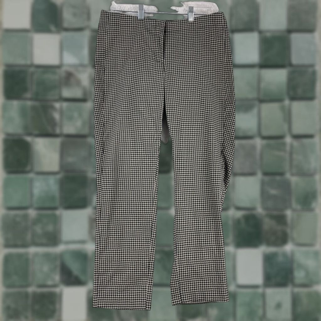 J. Jill J. Jill Black Gingham Cropped Straight Pants Womens Size 6 Mid-Rise Casual Regular Rise Cotton Spandex Pant Type Size 28" / US 6 / IT 42 - 1 Thumbnail