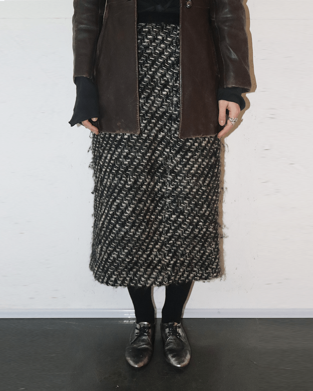 Comme des Garcons Comme des Garçons 90s Tweed Midi Skirt Size 27" / US 4 / IT 40 - 2 Thumbnail