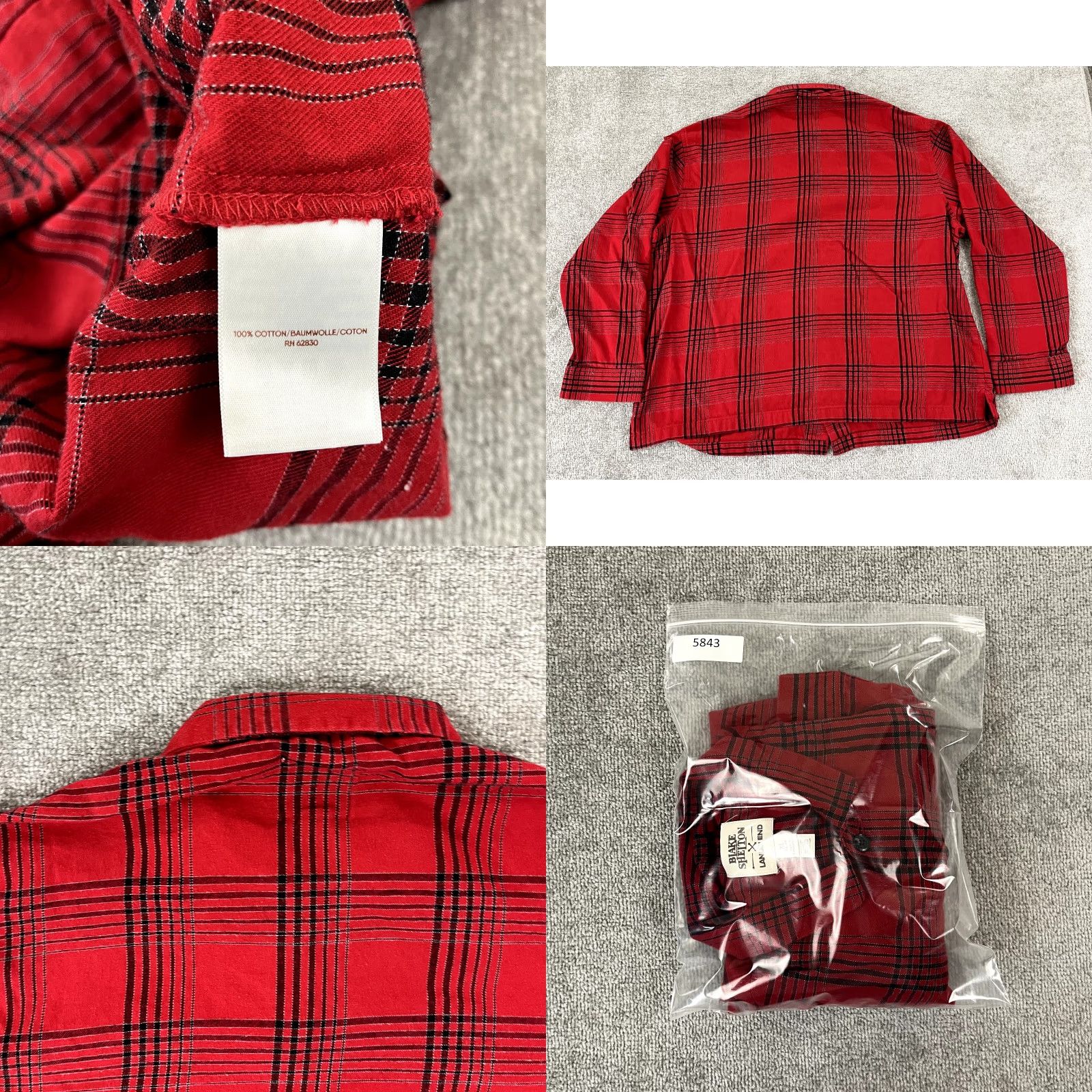 Lands' End Lands' End Shirt Mens XL Red Black Plaid Flannel Button-Up Casual Classic Lands' End Size US XL / EU 56 / 4 - 8 Thumbnail