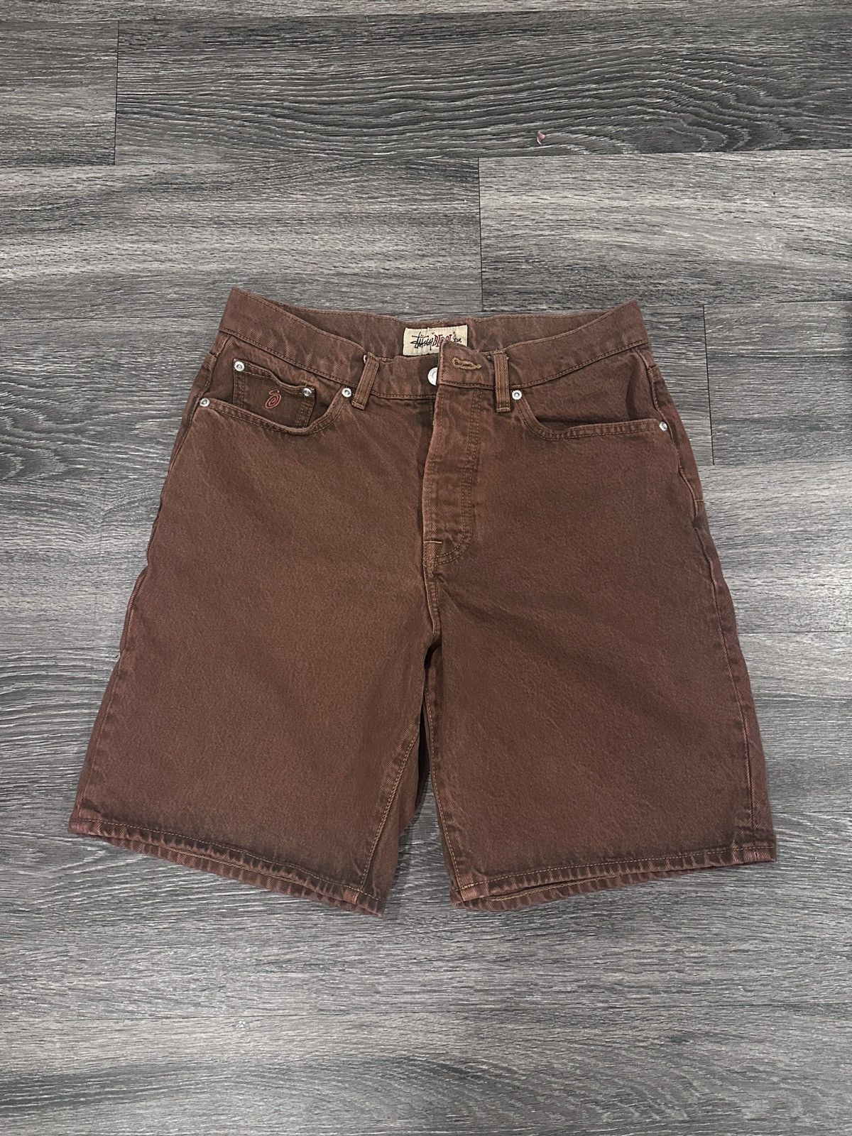 stussy big ol short denim brown