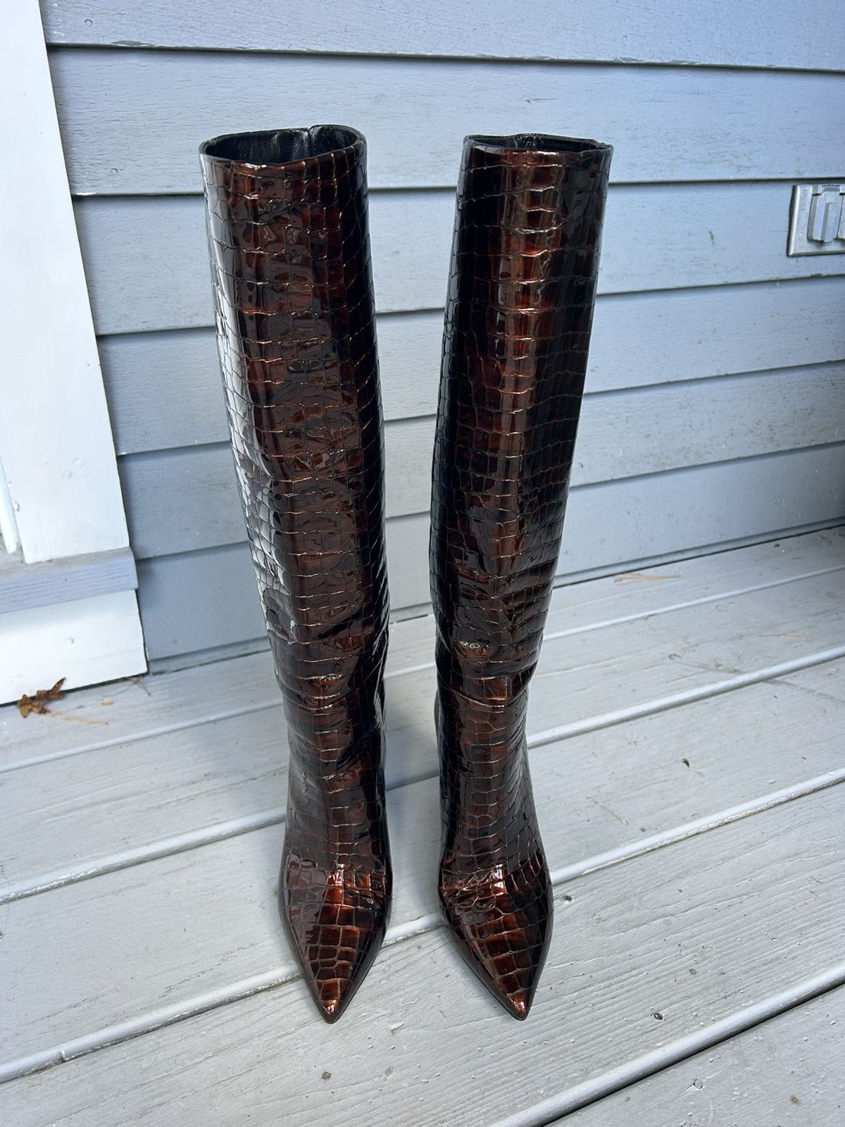 Other Vero Cuoio Crocodile Patterned Heeled Boots Size US 7 / IT 37 - 5 Thumbnail