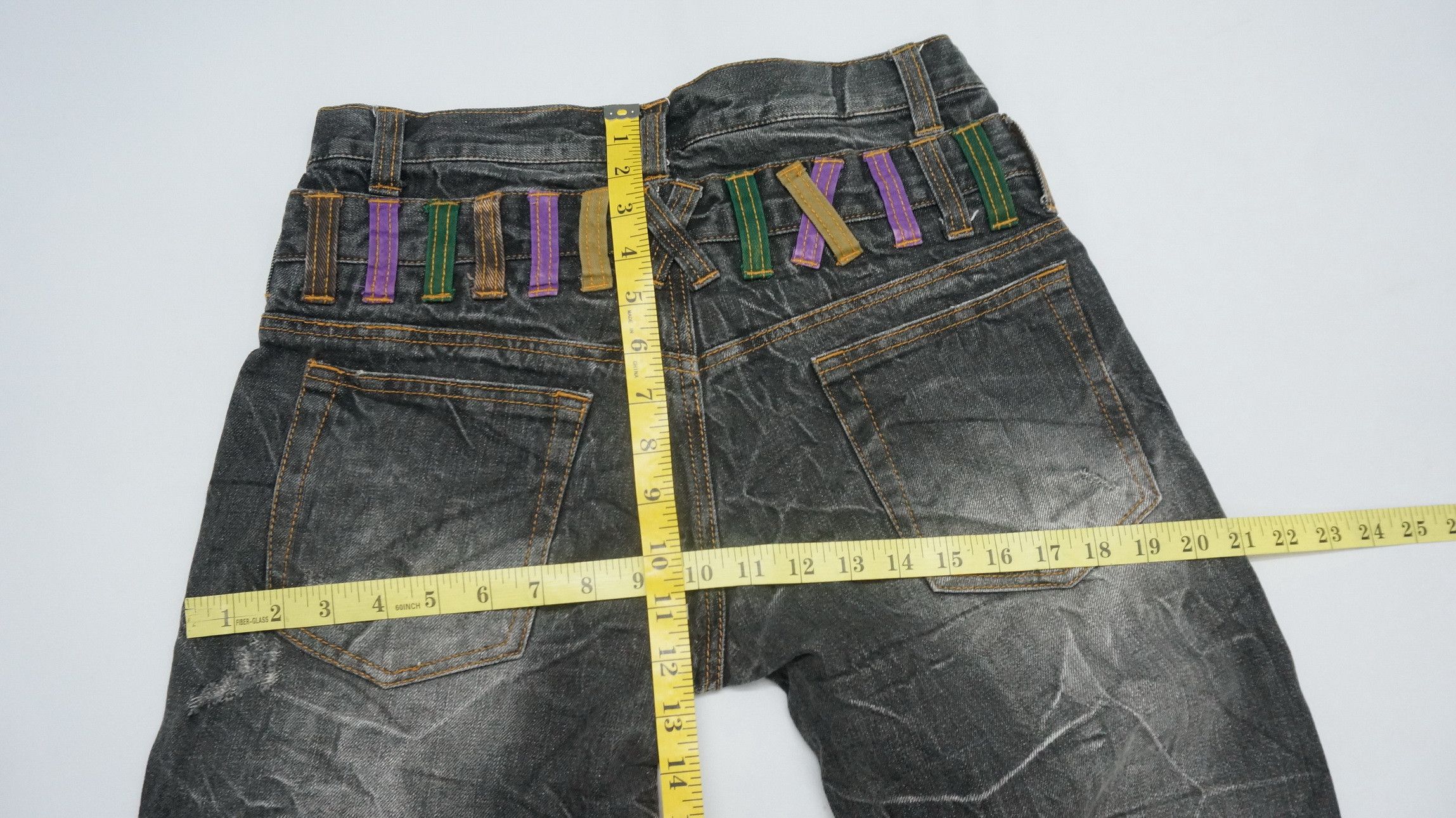 Japanese Brand 🔥 NYLAUS FADED Acid Distressed Double Waist Jeans Size US 30 / EU 46 - 15 Thumbnail